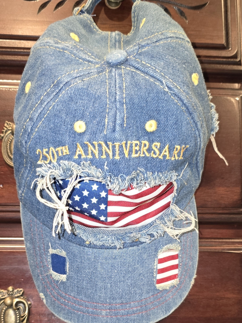 Denim 250th Anniversary American Flag Baseball Cap - Blue